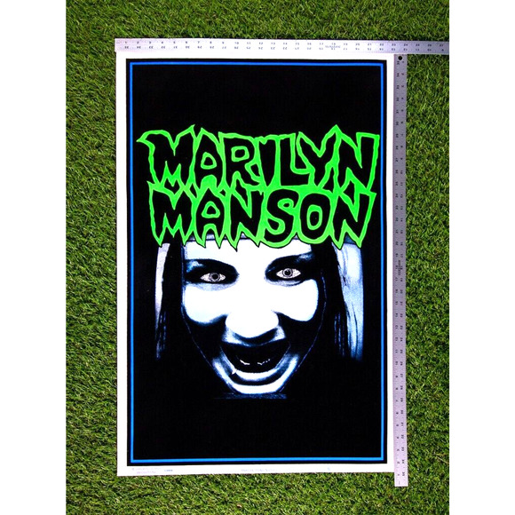 Marilyn Manson Flocked Poster Black Light Rare VTG 1995 Winterland Scorpio NOS - Picture 2 of 8